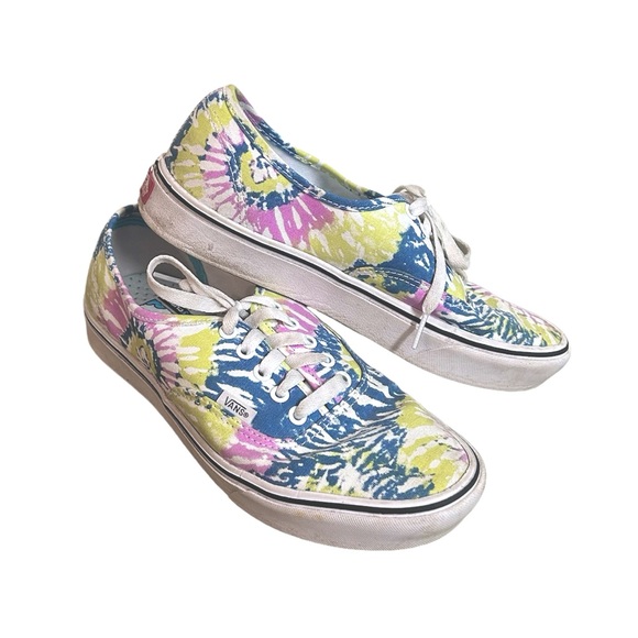 VANS authentic tie-dye comfy cush low top canvas sneakers size 10 - Picture 2 of 5